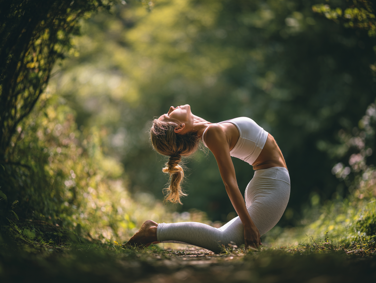 Nyugodt jóga gyakorlás természetes környezetben